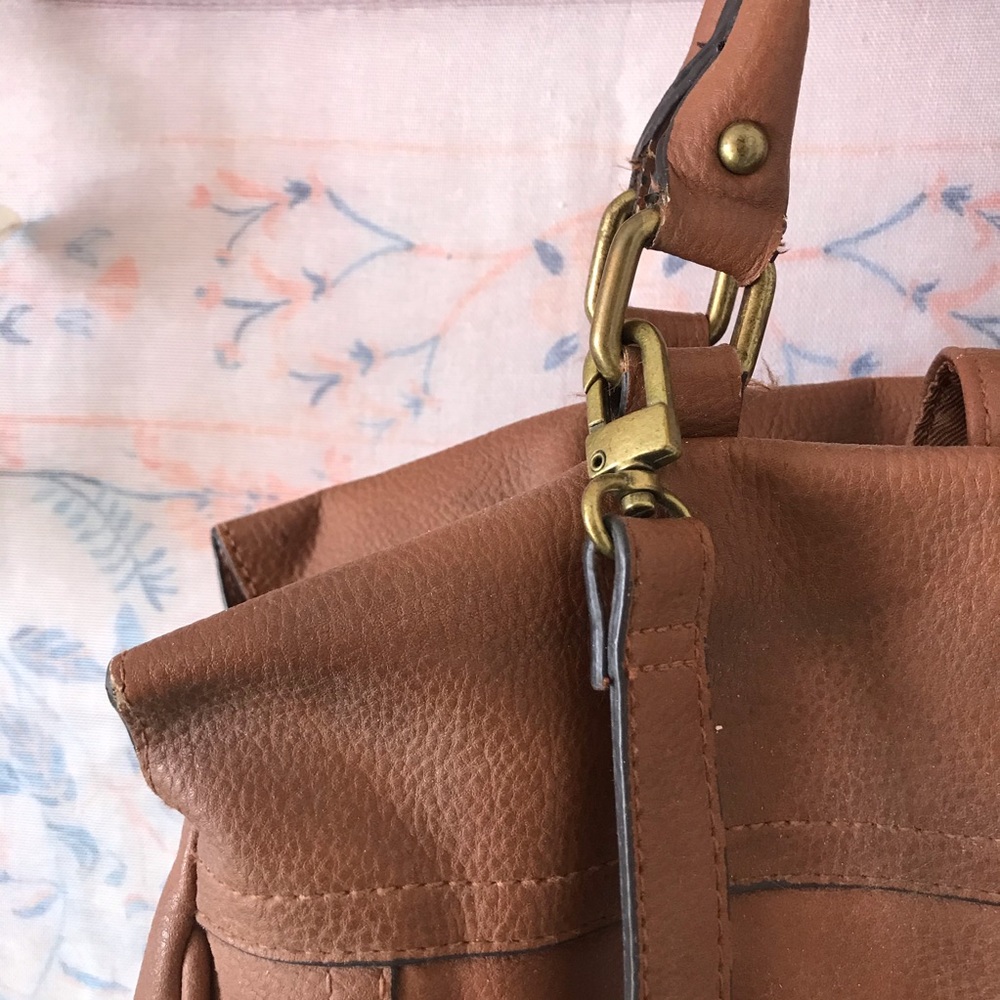 Merona Brown Faux Leather Satchel Purse - Picture 13 of 14